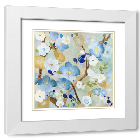 Tree Blossoms I White Modern Wood Framed Art Print with Double Matting by Tava Studios