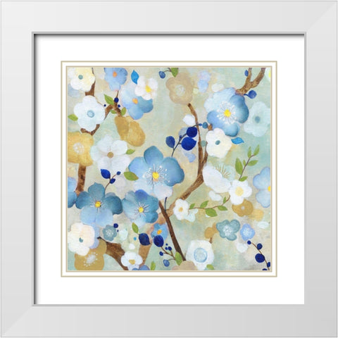 Tree Blossoms I White Modern Wood Framed Art Print with Double Matting by Tava Studios