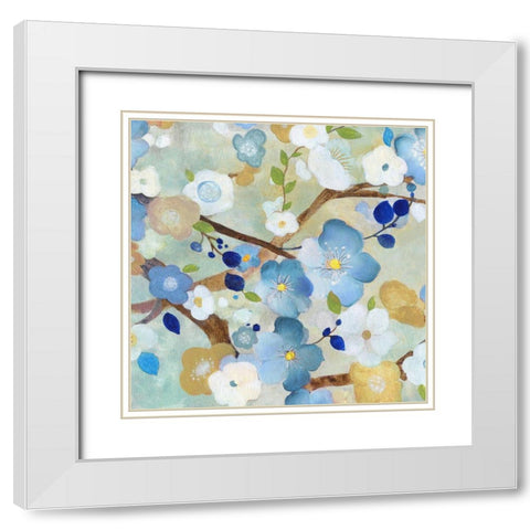 Tree Blossoms II White Modern Wood Framed Art Print with Double Matting by Tava Studios