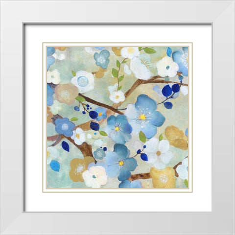 Tree Blossoms II White Modern Wood Framed Art Print with Double Matting by Tava Studios