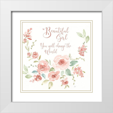 Sweet Beautiful Girl White Modern Wood Framed Art Print with Double Matting by Nan