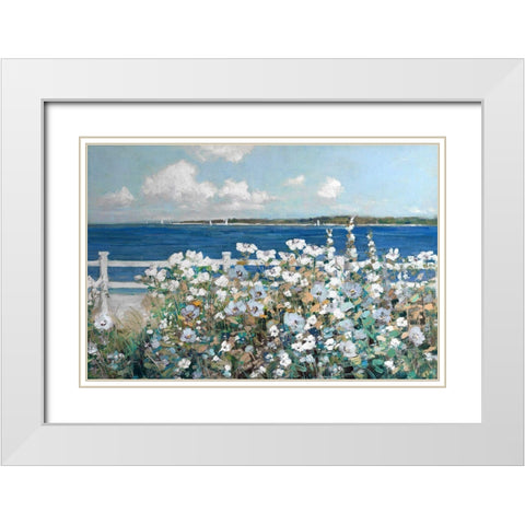 Bayside Garden White Modern Wood Framed Art Print with Double Matting by Swatland, Sally