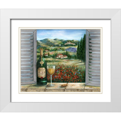 Tuscan White and Poppies White Modern Wood Framed Art Print with Double Matting by Dunlap, Marilyn