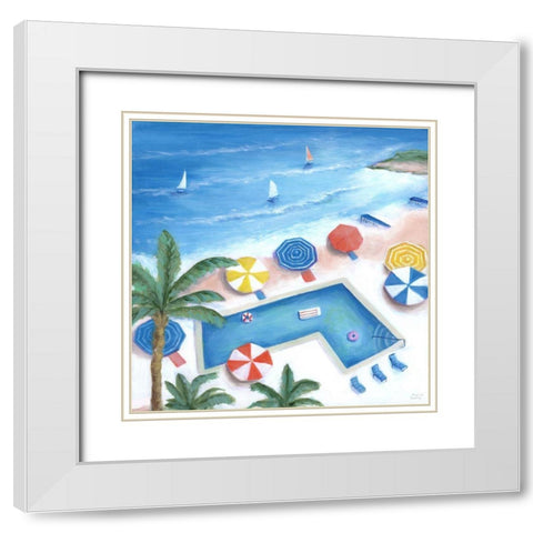 Miami South Beach Pool White Modern Wood Framed Art Print with Double Matting by Dunlap, Marilyn