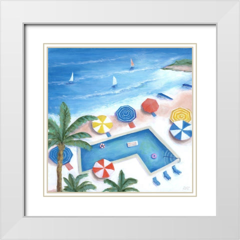 Miami South Beach Pool White Modern Wood Framed Art Print with Double Matting by Dunlap, Marilyn