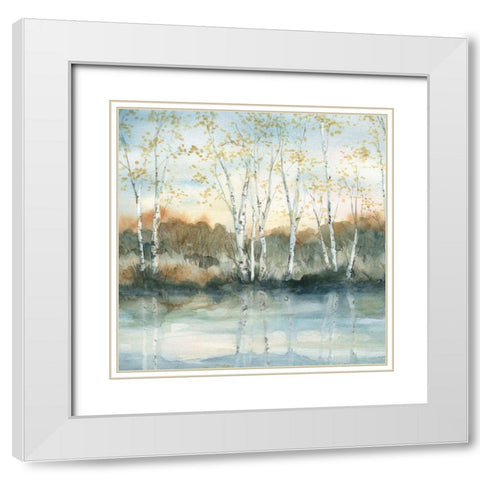 Birch Riverbank White Modern Wood Framed Art Print with Double Matting by Robinson, Carol