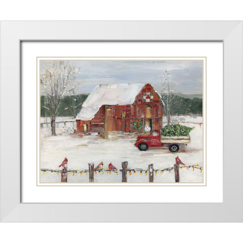 Christmas Farmyard White Modern Wood Framed Art Print with Double Matting by Swatland, Sally