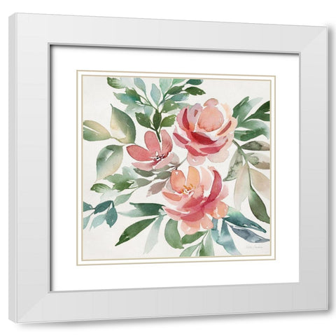 Garden Blush II White Modern Wood Framed Art Print with Double Matting by Brockmon, Kristen