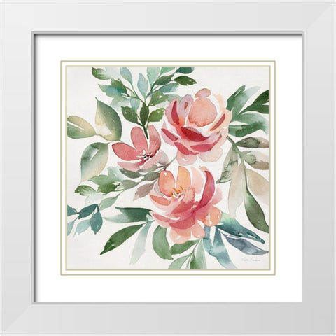 Garden Blush II White Modern Wood Framed Art Print with Double Matting by Brockmon, Kristen