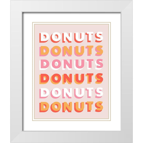 Donuts White Modern Wood Framed Art Print with Double Matting by Designs, CAD