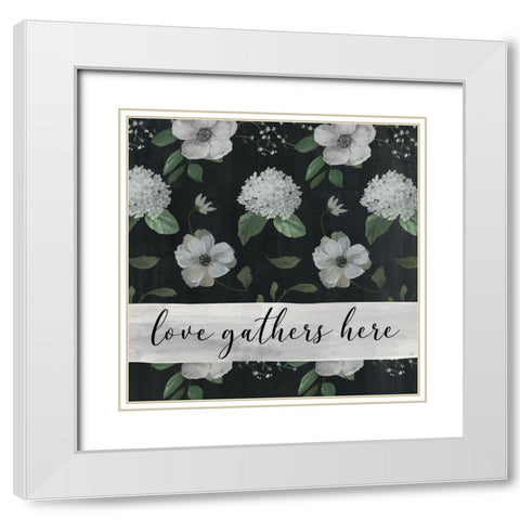 Love Gathers White Modern Wood Framed Art Print with Double Matting by Nan