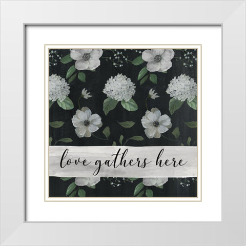 Love Gathers White Modern Wood Framed Art Print with Double Matting by Nan