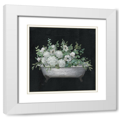 Bathtub Floral I White Modern Wood Framed Art Print with Double Matting by Nan