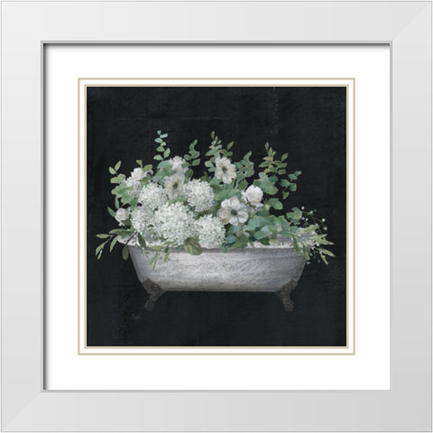 Bathtub Floral I White Modern Wood Framed Art Print with Double Matting by Nan