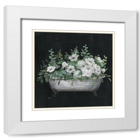 Bathtub Floral II White Modern Wood Framed Art Print with Double Matting by Nan