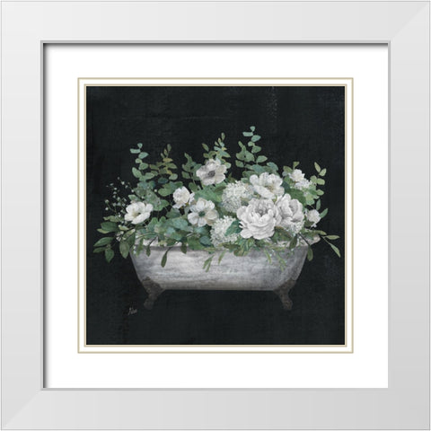 Bathtub Floral II White Modern Wood Framed Art Print with Double Matting by Nan