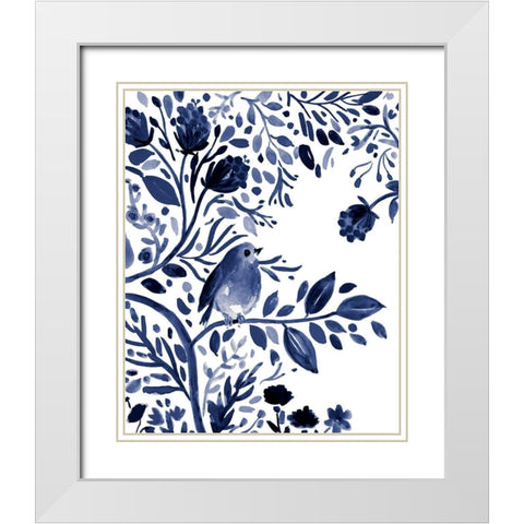 Indigo Song I White Modern Wood Framed Art Print with Double Matting by Robinson, Carol