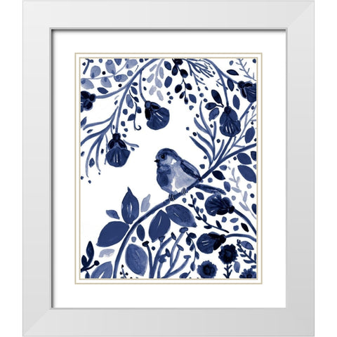 Indigo Song II White Modern Wood Framed Art Print with Double Matting by Robinson, Carol