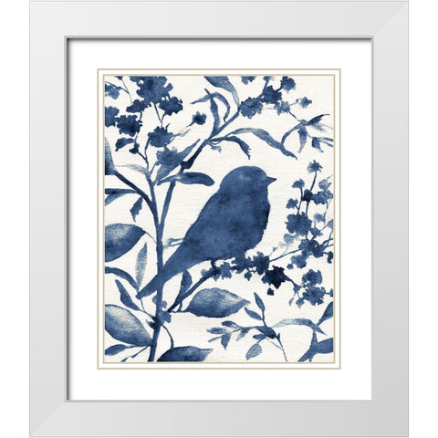Bluebird Silhouette II White Modern Wood Framed Art Print with Double Matting by Robinson, Carol