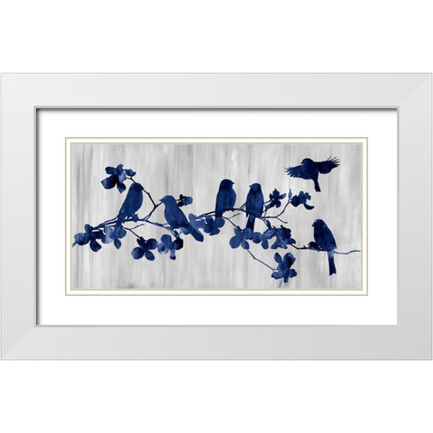 Indigo Hangout White Modern Wood Framed Art Print with Double Matting by Nan