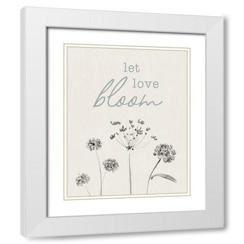 Let Love Bloom White Modern Wood Framed Art Print with Double Matting by CAD Designs