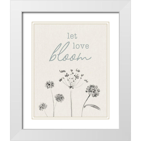 Let Love Bloom White Modern Wood Framed Art Print with Double Matting by CAD Designs