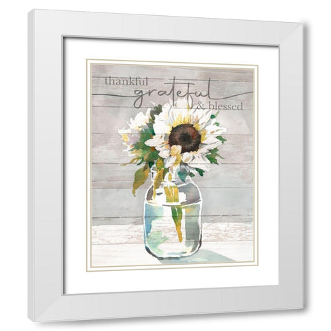 Thankful-Grateful-Blessed White Modern Wood Framed Art Print with Double Matting by Troise Heidel, Theresa