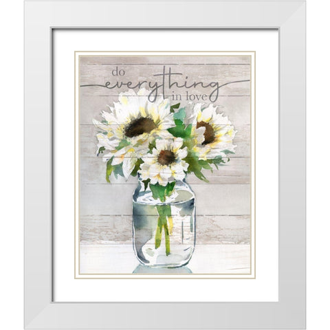 Do Everything in Love White Modern Wood Framed Art Print with Double Matting by Troise Heidel, Theresa