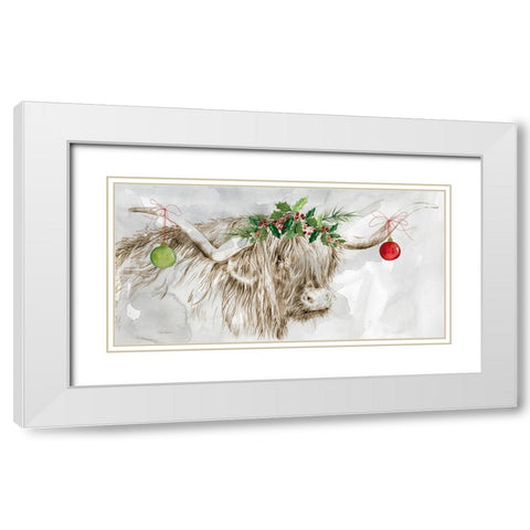 Highland Holidays White Modern Wood Framed Art Print with Double Matting by Robinson, Carol