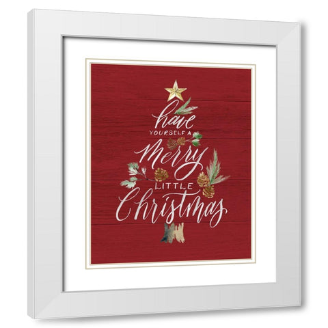 Merry Little Christmas White Modern Wood Framed Art Print with Double Matting by Brockmon, Kristen