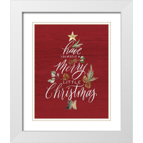 Merry Little Christmas White Modern Wood Framed Art Print with Double Matting by Brockmon, Kristen