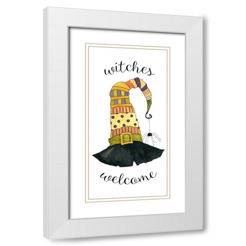Witches Welcome Hat White Modern Wood Framed Art Print with Double Matting by Finn, Livi