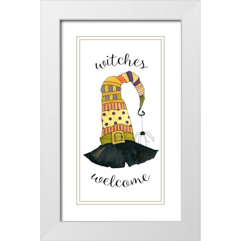 Witches Welcome Hat White Modern Wood Framed Art Print with Double Matting by Finn, Livi