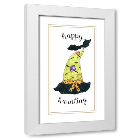 Happy Haunting Hat White Modern Wood Framed Art Print with Double Matting by Finn, Livi