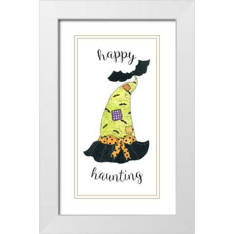 Happy Haunting Hat White Modern Wood Framed Art Print with Double Matting by Finn, Livi