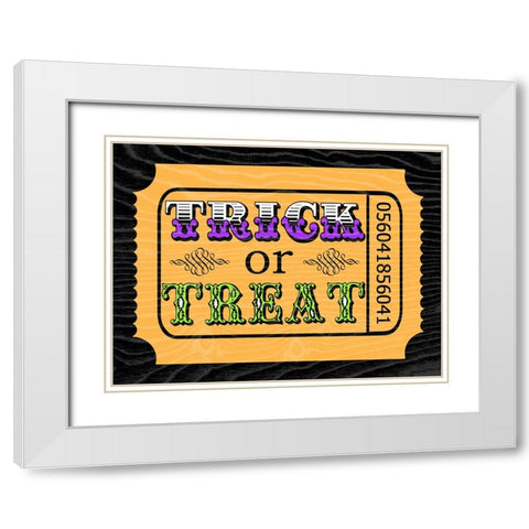 Trick or Treat Ticket White Modern Wood Framed Art Print with Double Matting by Finn, Livi