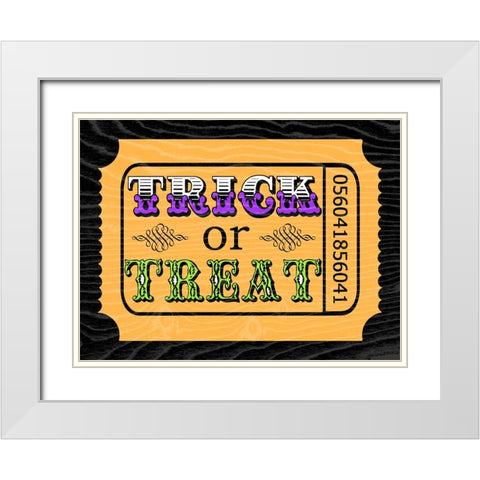 Trick or Treat Ticket White Modern Wood Framed Art Print with Double Matting by Finn, Livi