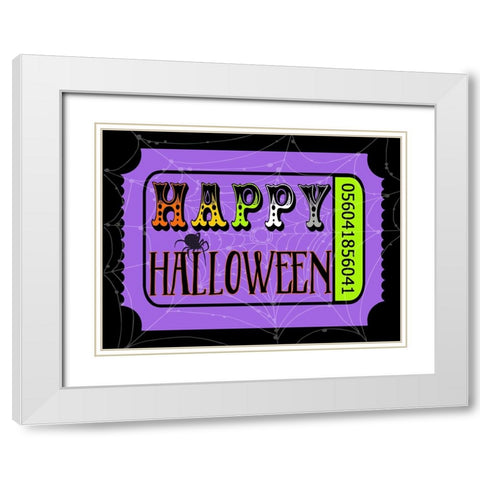 Happy Halloween Ticket White Modern Wood Framed Art Print with Double Matting by Finn, Livi