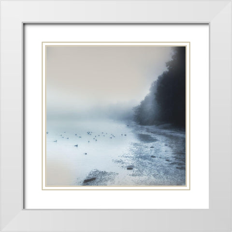 Indigo Moody Shore White Modern Wood Framed Art Print with Double Matting by Weisz, Irene