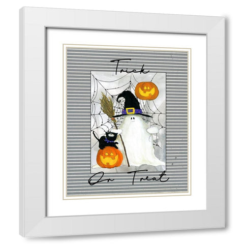 Trick or Treat Ghost White Modern Wood Framed Art Print with Double Matting by Robinson, Carol