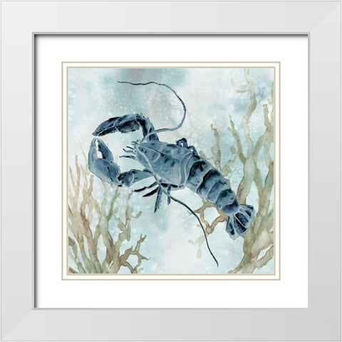 Navy Lobster White Modern Wood Framed Art Print with Double Matting by Robinson, Carol