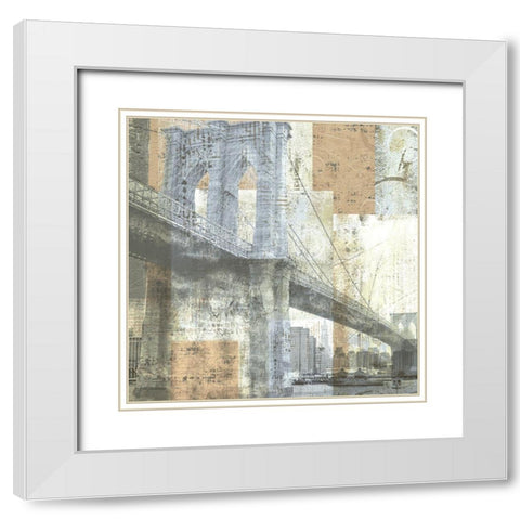 Soft Light Brooklyn Bridge White Modern Wood Framed Art Print with Double Matting by Craven, Katrina