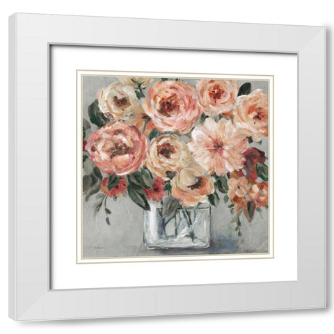 Painterly Bouquet White Modern Wood Framed Art Print with Double Matting by Robinson, Carol