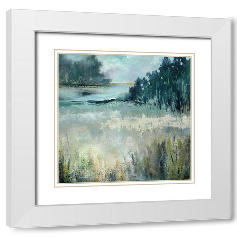 Calm River Valley White Modern Wood Framed Art Print with Double Matting by Robinson, Carol