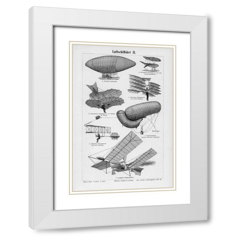 Industrial Flight White Modern Wood Framed Art Print with Double Matting by CAD Designs