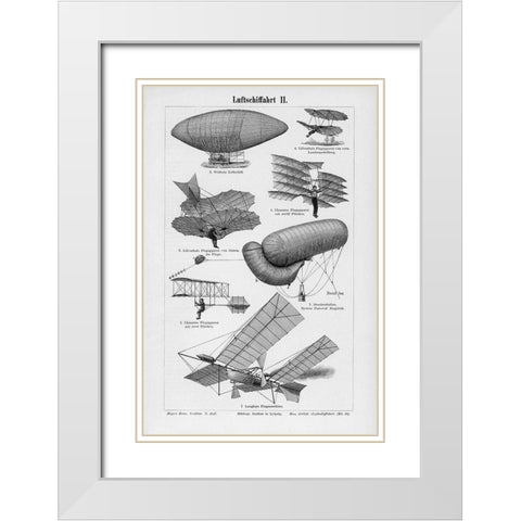 Industrial Flight White Modern Wood Framed Art Print with Double Matting by CAD Designs