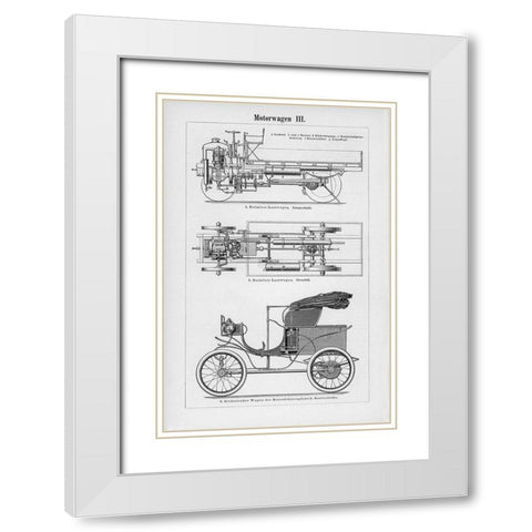 Industrial Motorcar White Modern Wood Framed Art Print with Double Matting by CAD Designs