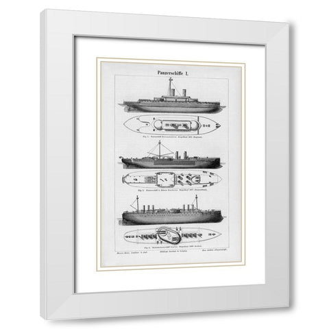 Industrial Ship White Modern Wood Framed Art Print with Double Matting by CAD Designs
