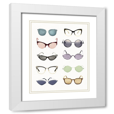 Vintage Glasses I White Modern Wood Framed Art Print with Double Matting by Designs, CAD