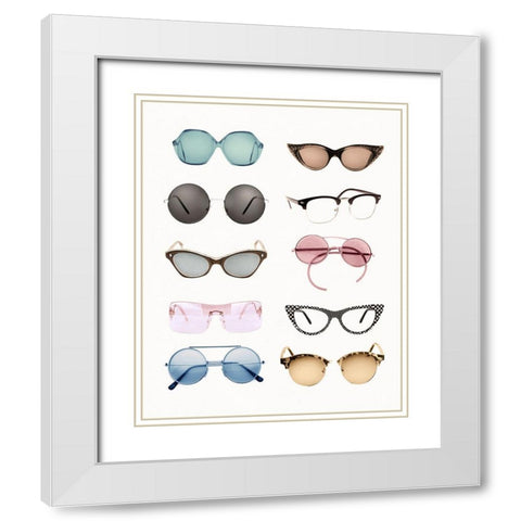 Vintage Glasses II White Modern Wood Framed Art Print with Double Matting by Designs, CAD